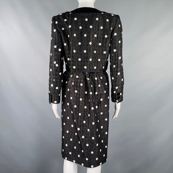 VALENTINO Size M Black White Polka Dot Strapless Dress Jacket Set - Picture 4 of 10